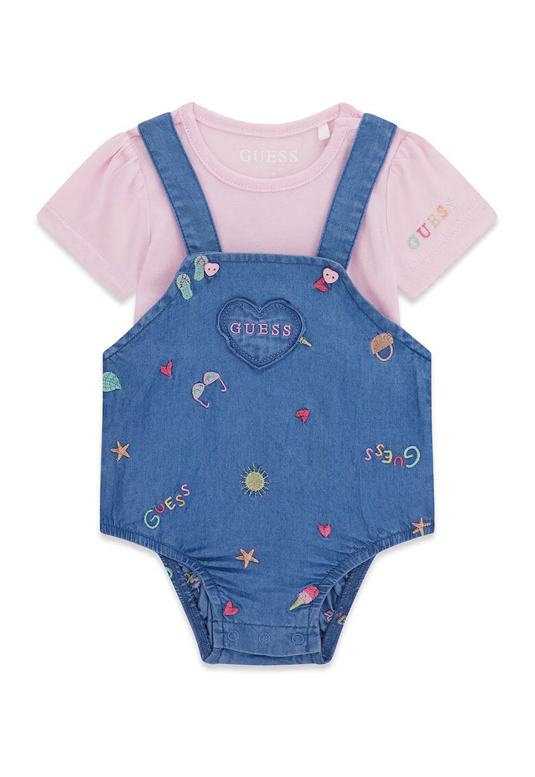 GUESS KIDS Десенирани бодита - 2 броя - Кралско Синьо/Ментово зелено
