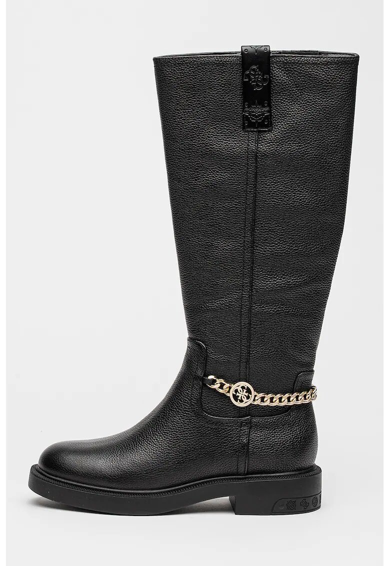 Guess Кожени ботуши - Черен