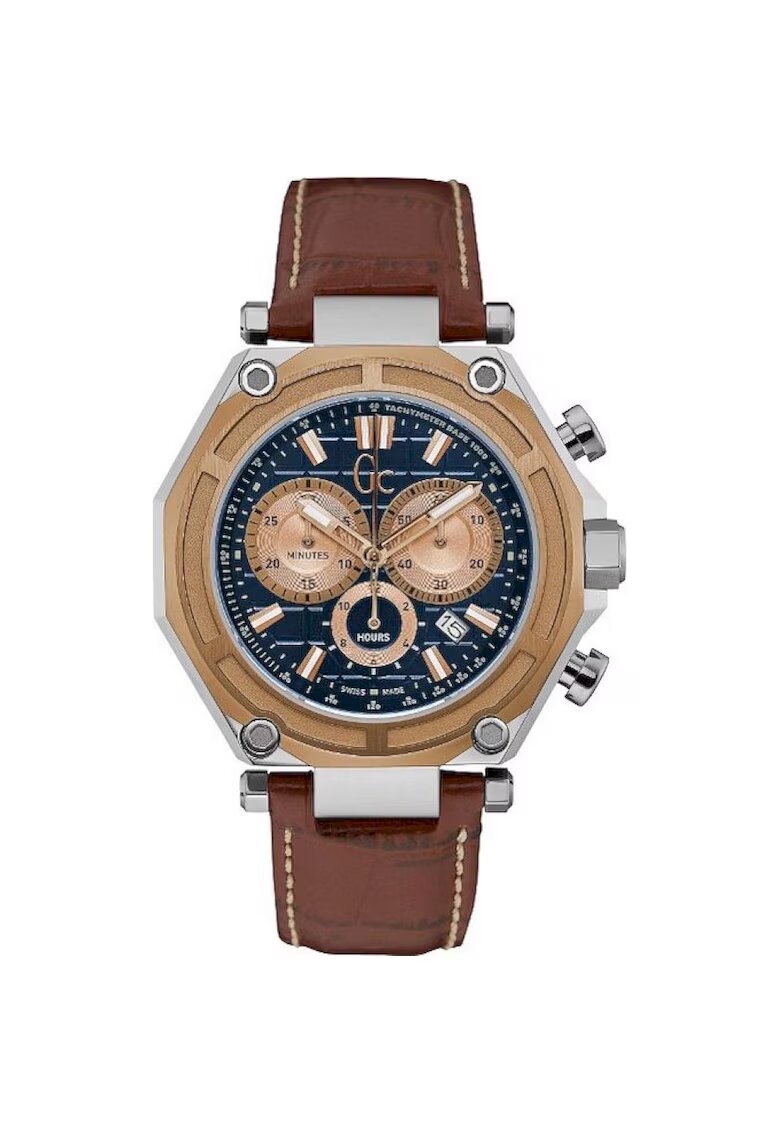 Guess Мъжки часовник - X10005G7S - Кафяв - Сребрист