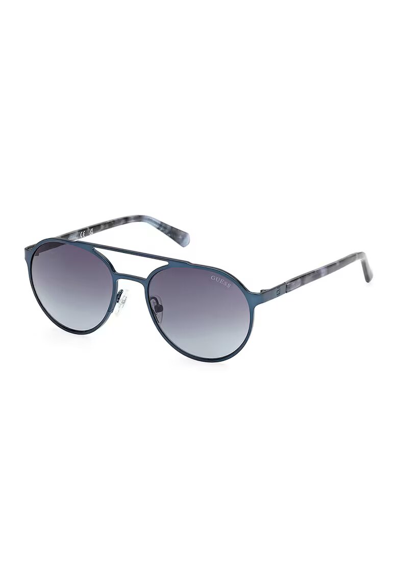 Guess Овални слънчеви очила Aviator с градиента - Сив/Петролно синьо