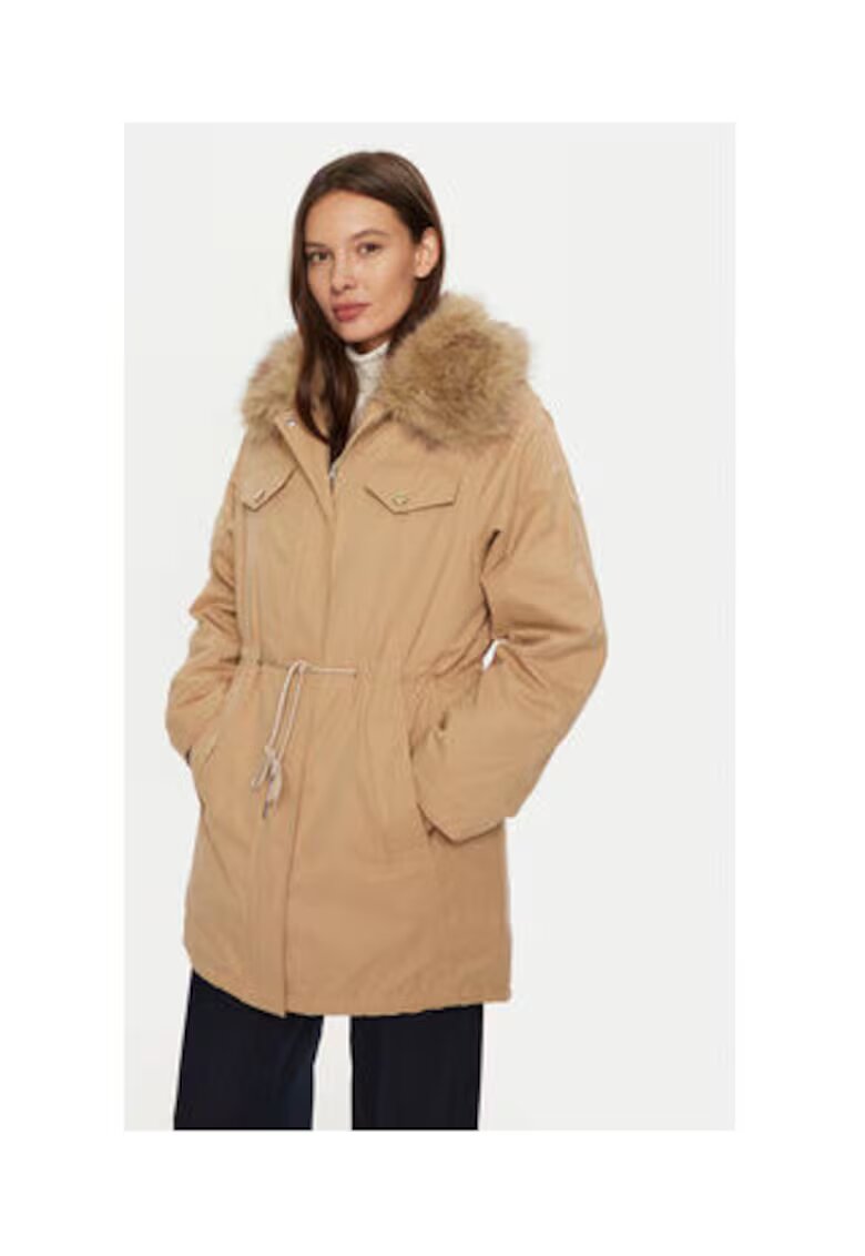 Guess Парка яке с яка от изкуствена кожа