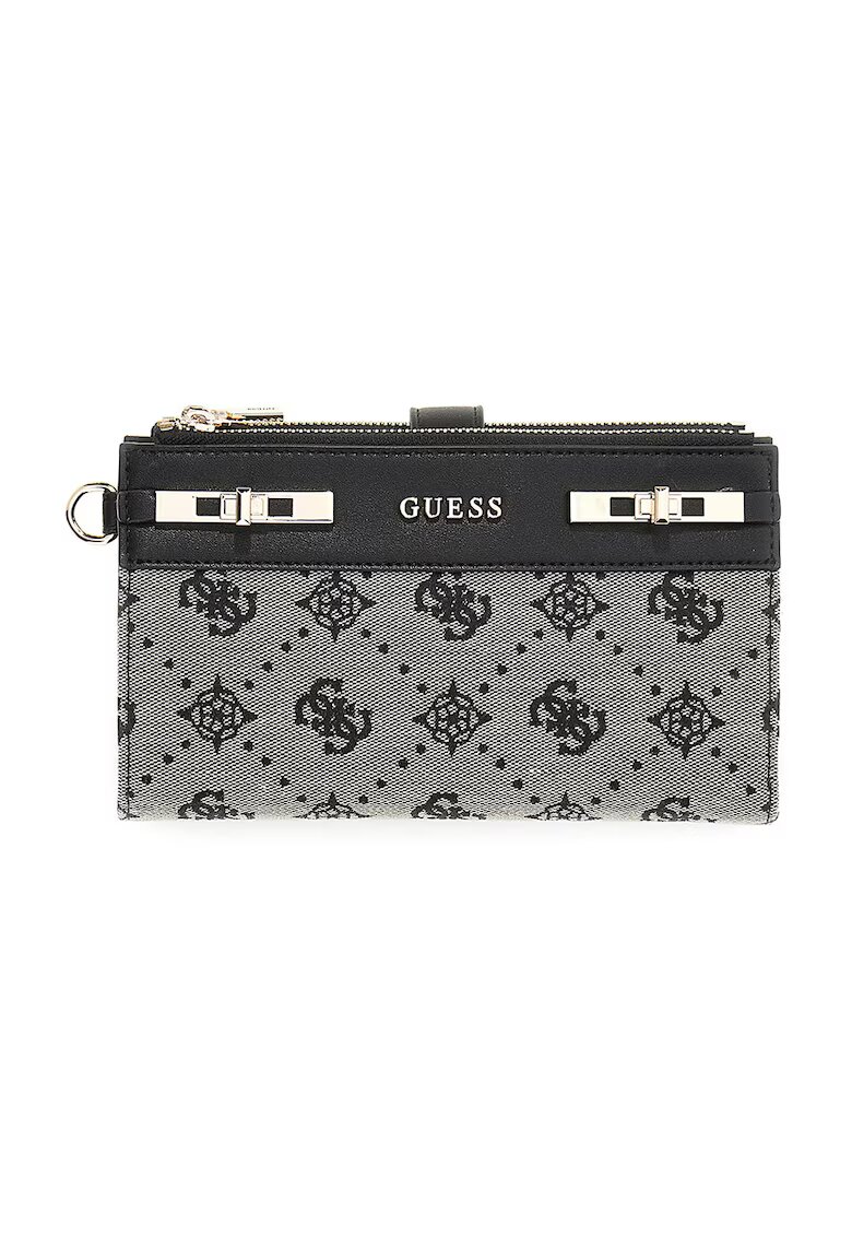 Guess Портфейл Melinda с монограм и цип - Черен/Tъмносив