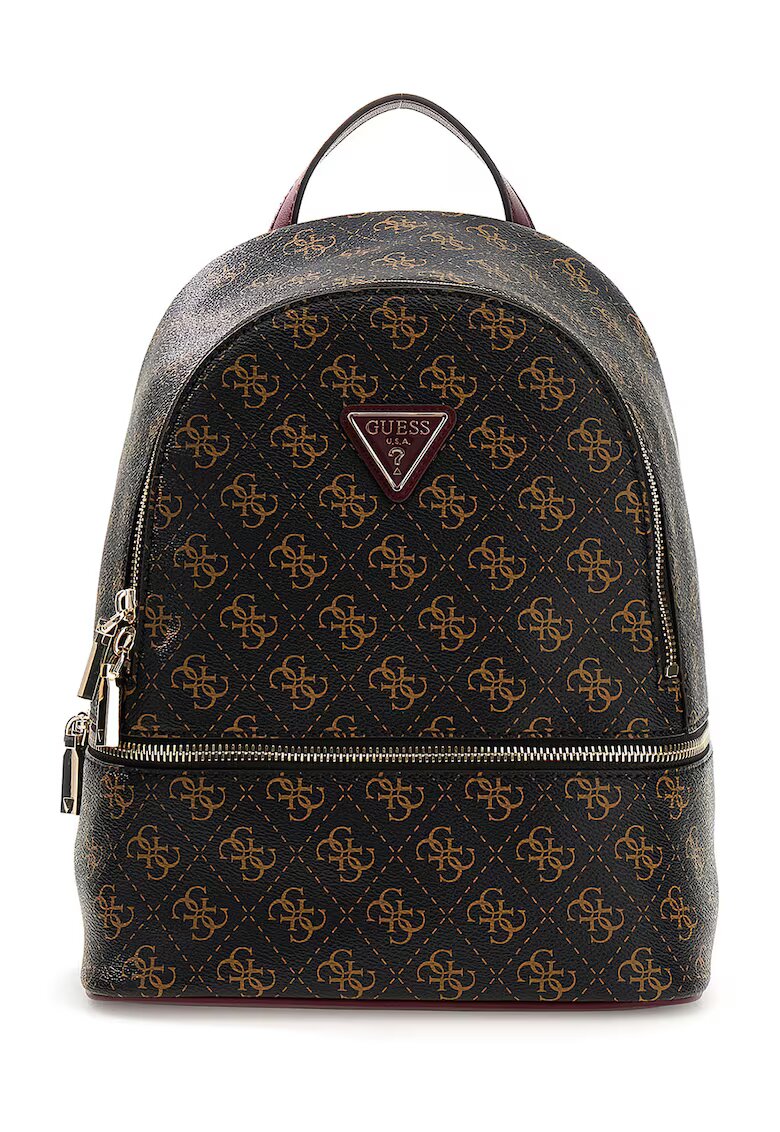 Guess Раница Follie от еко кожа с регулируеми презрамки - Черен/Кафяв