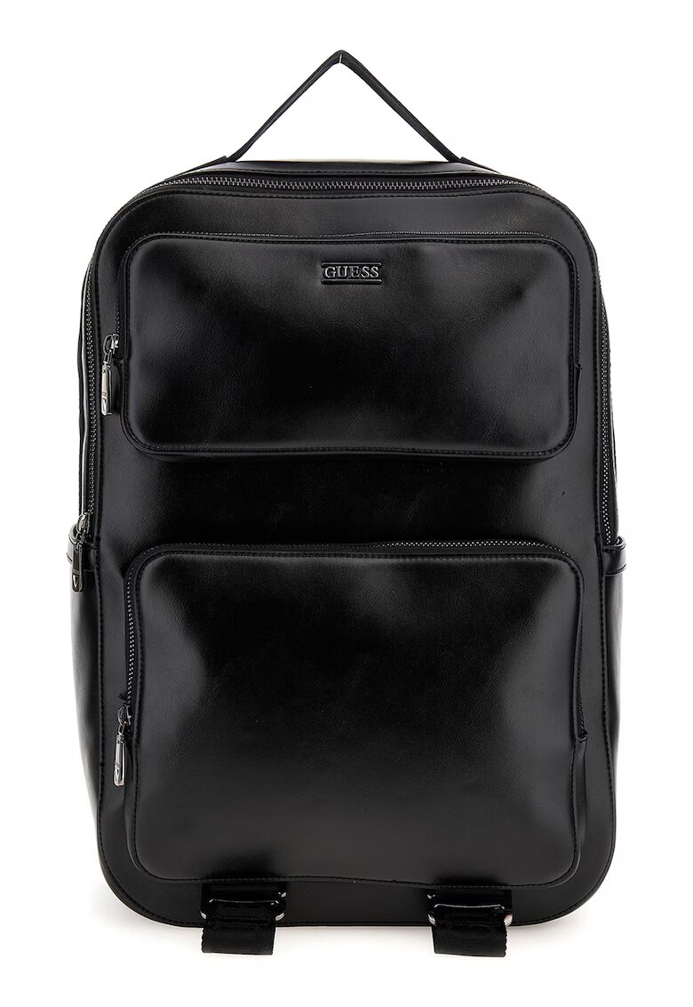 Guess Раница от еко кожа с лого - Черен