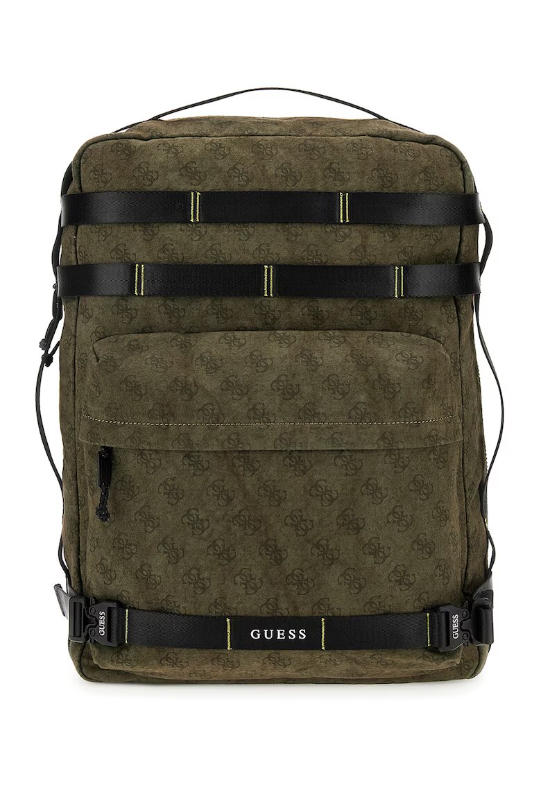 Guess Раница с монограм - Черен/Папратово зелено