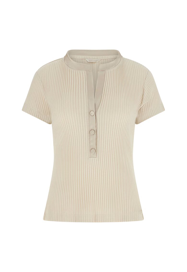 Guess Рипсена тениска с копчета