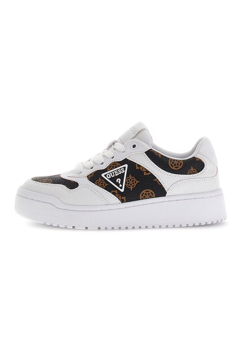 Guess Спортни обувки с монограм - Бял/Кафяв