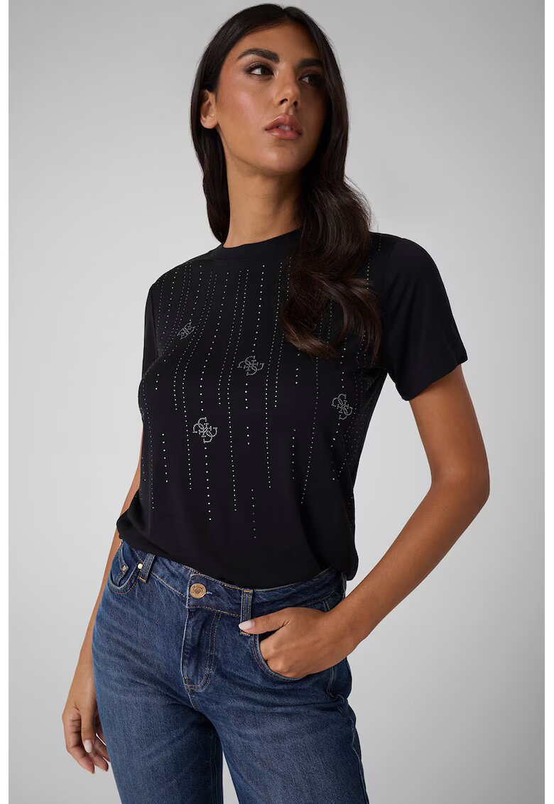 Guess Тениска с модал и декоративни камъни