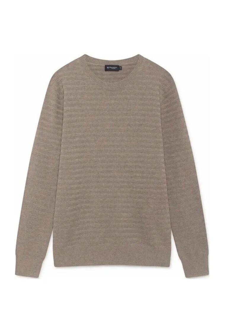 Hackett London Мъжки пуловер Garter - памук - - класическа кройка - кръгло деколте