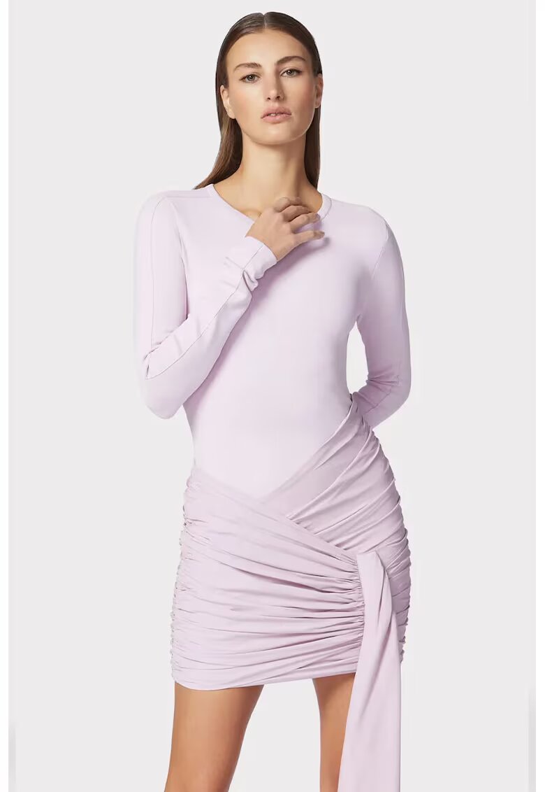 Herve Leger Rochie mini cu maneci lungi si detalii drapate