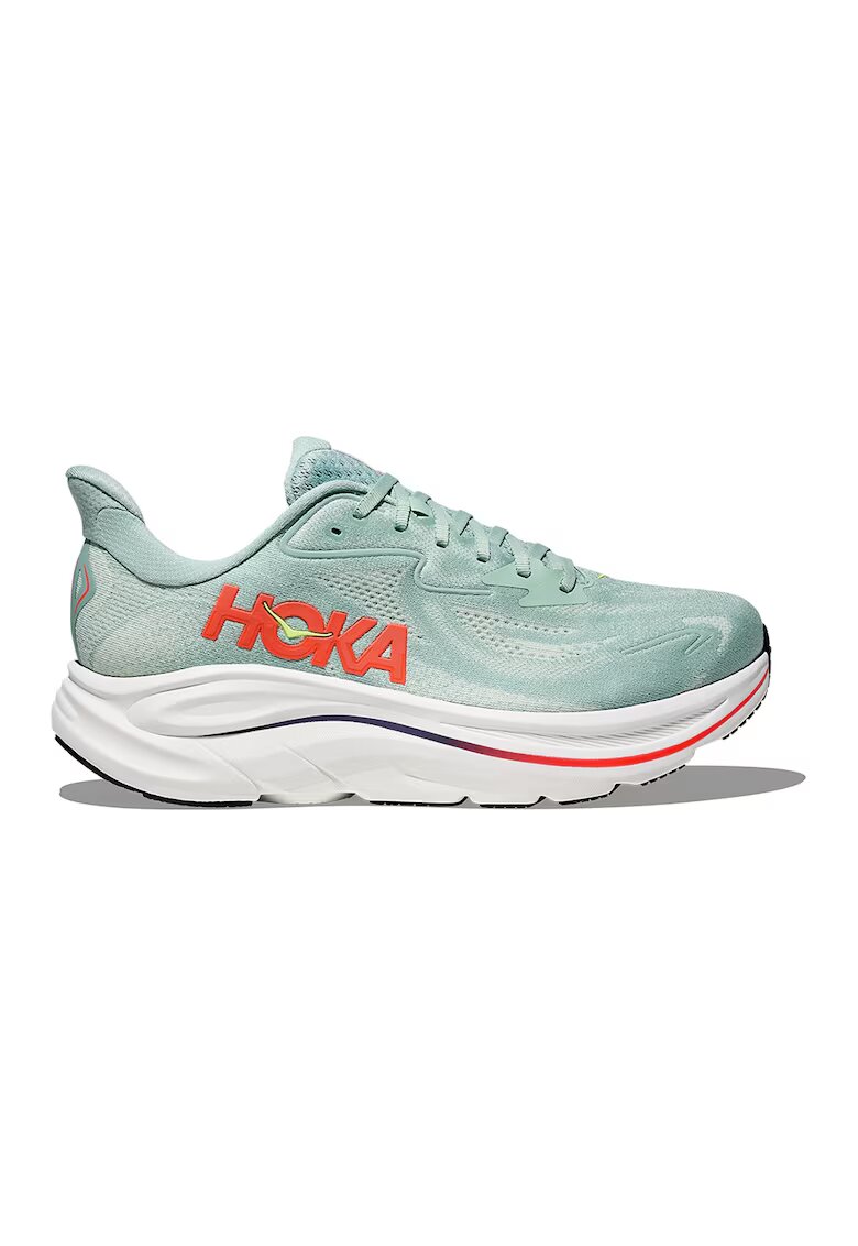 Hoka Обувки за бягане Clifton 10 с лого - Бял/Черен