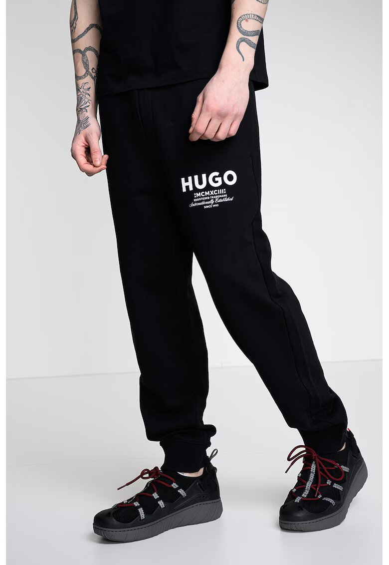 HUGO Памучен спортен панталон с лого