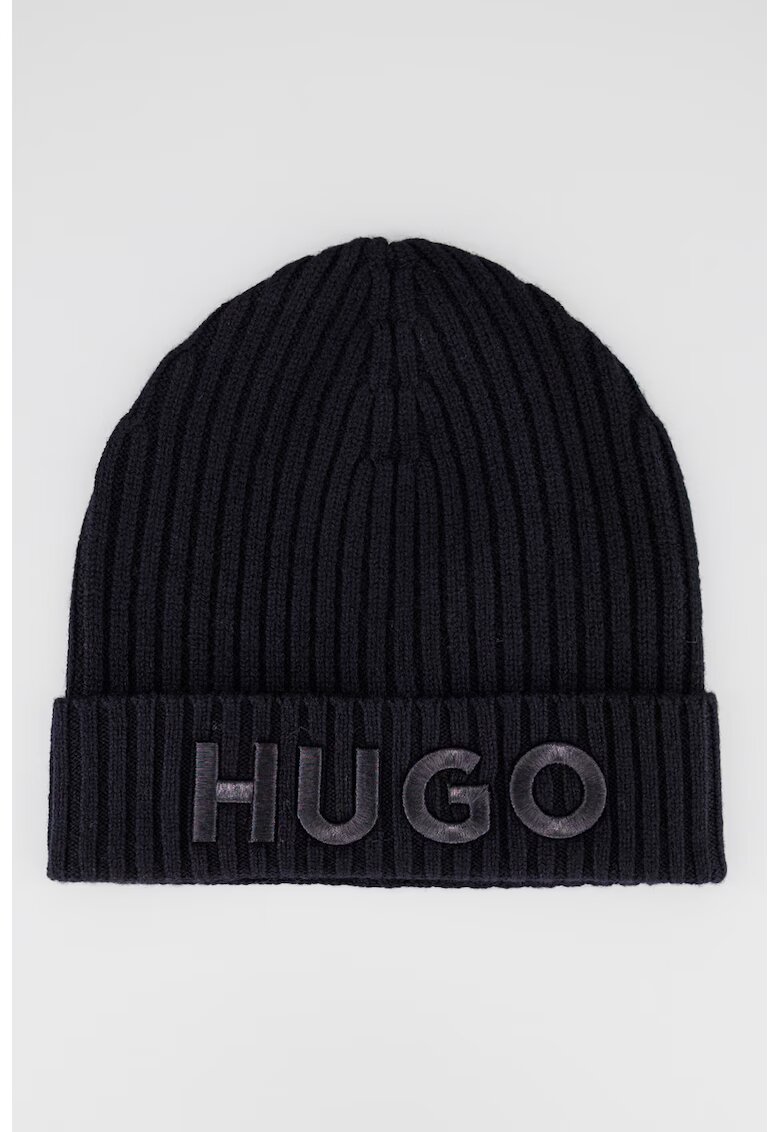 HUGO Вълнена шапка с бродирано лого