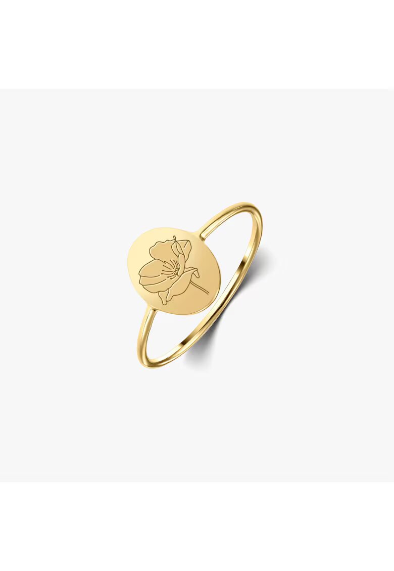 INDIRA Inel din argint Birth Flower Golden - August Poppy