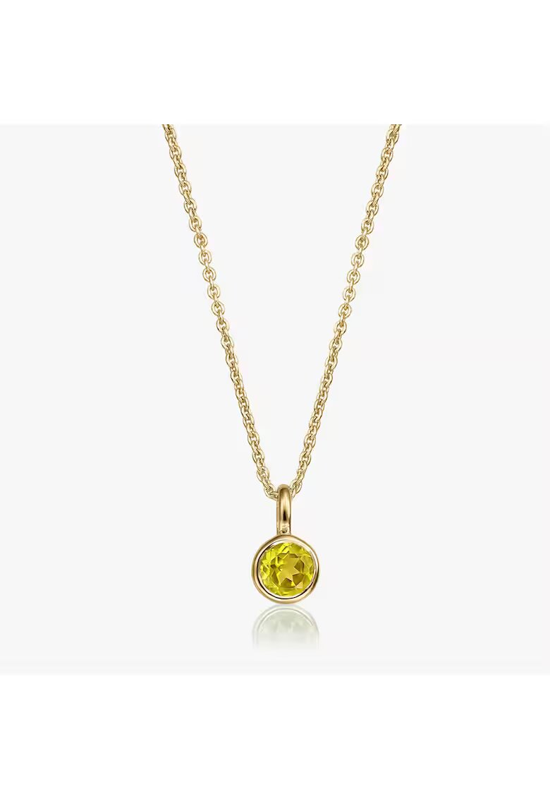INDIRA Сребърна огърлица Birthstone Golden ноември - цитрин