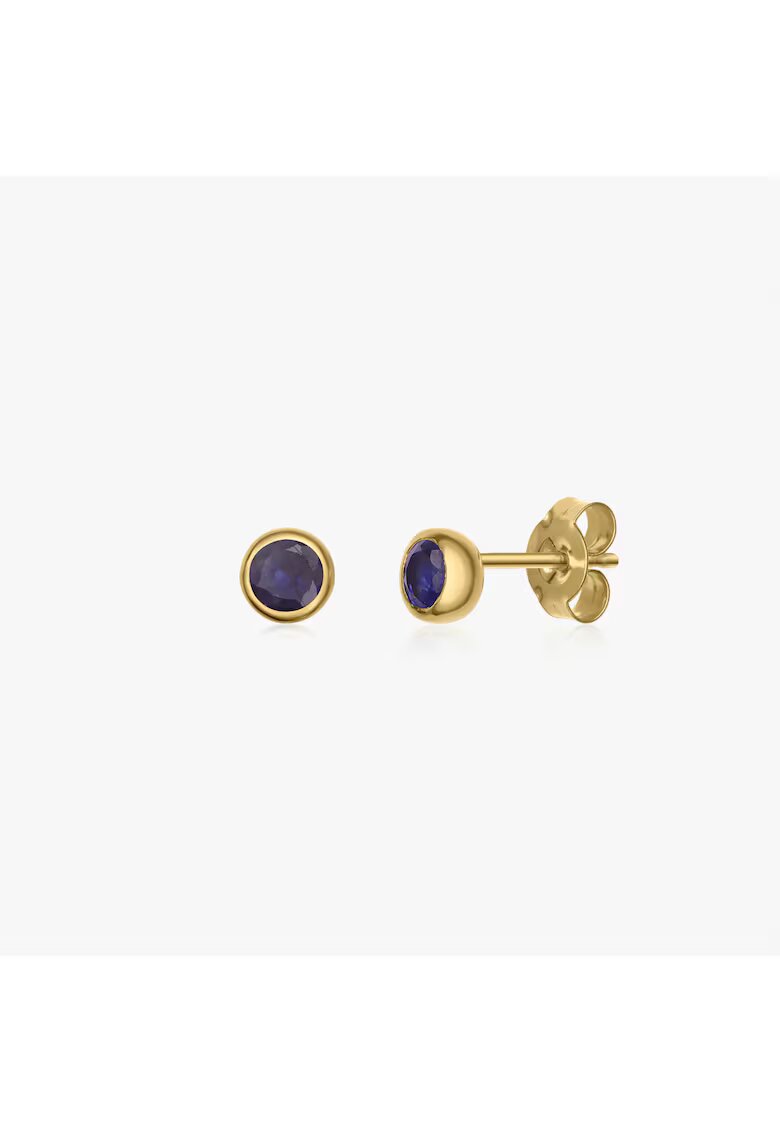 INDIRA Сребърни обеци Birthstone Golden September - сапфир