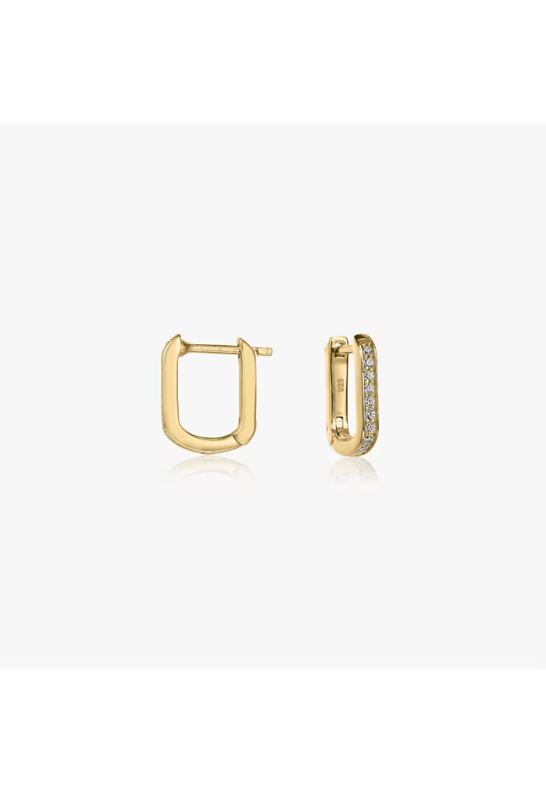INDIRA Сребърни обеци Golden U Hoops - цирконий