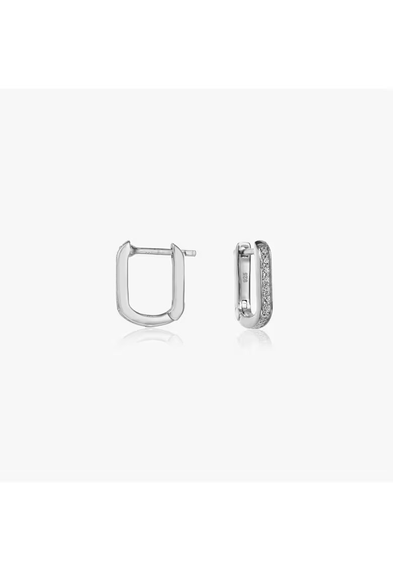 INDIRA Сребърни обеци U Hoops - Цирконий