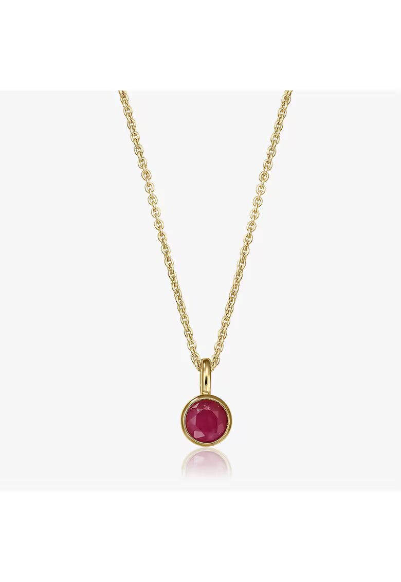 INDIRA Сребърно колие Birthstone Golden July - Рубин