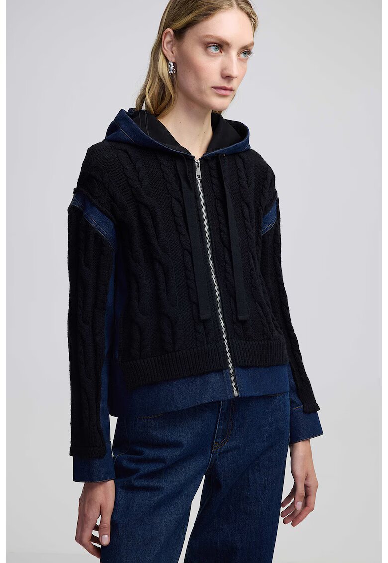 Ipekyol Худи с деним - Черен/Тъмносин