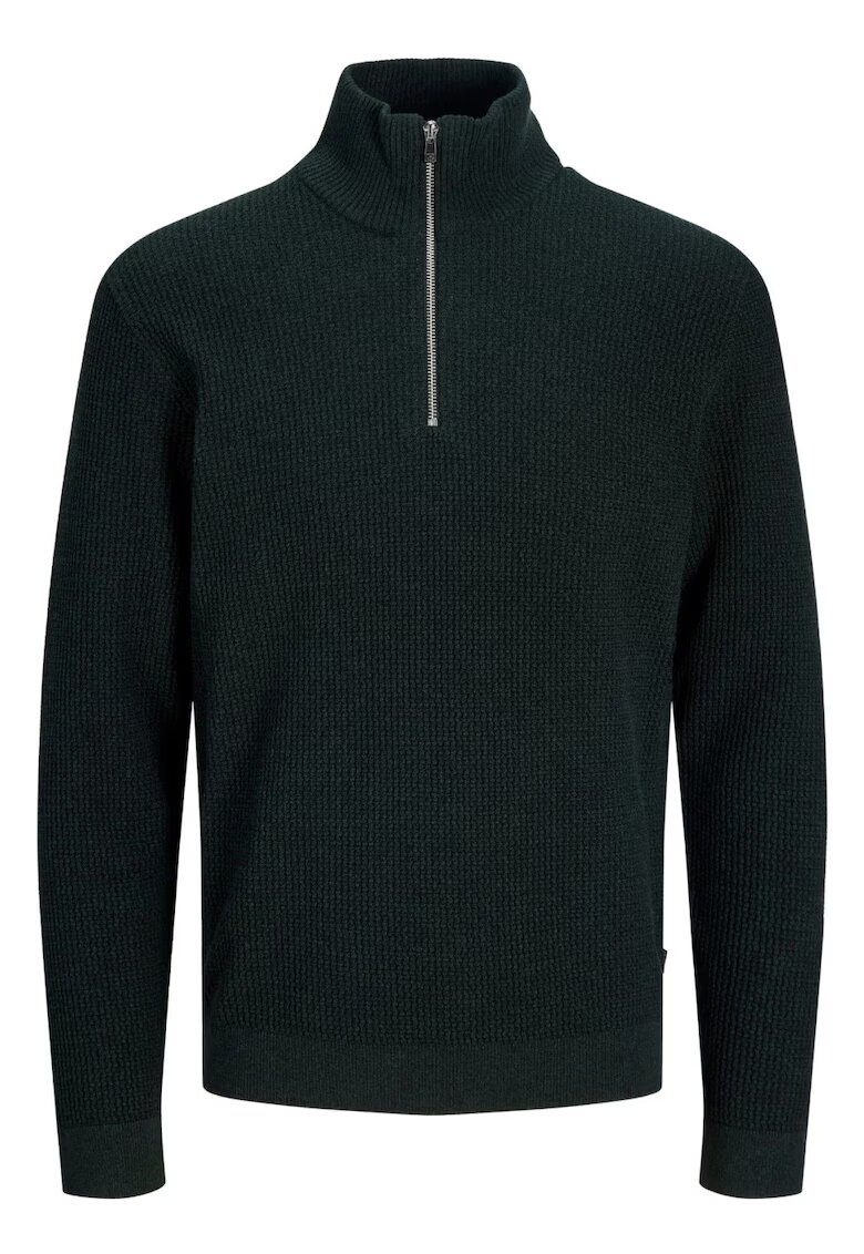 Jack & Jones Мъжки пуловер с цип на врата - от органичен памук - JPRBLUSTANLEY - Тъмносин