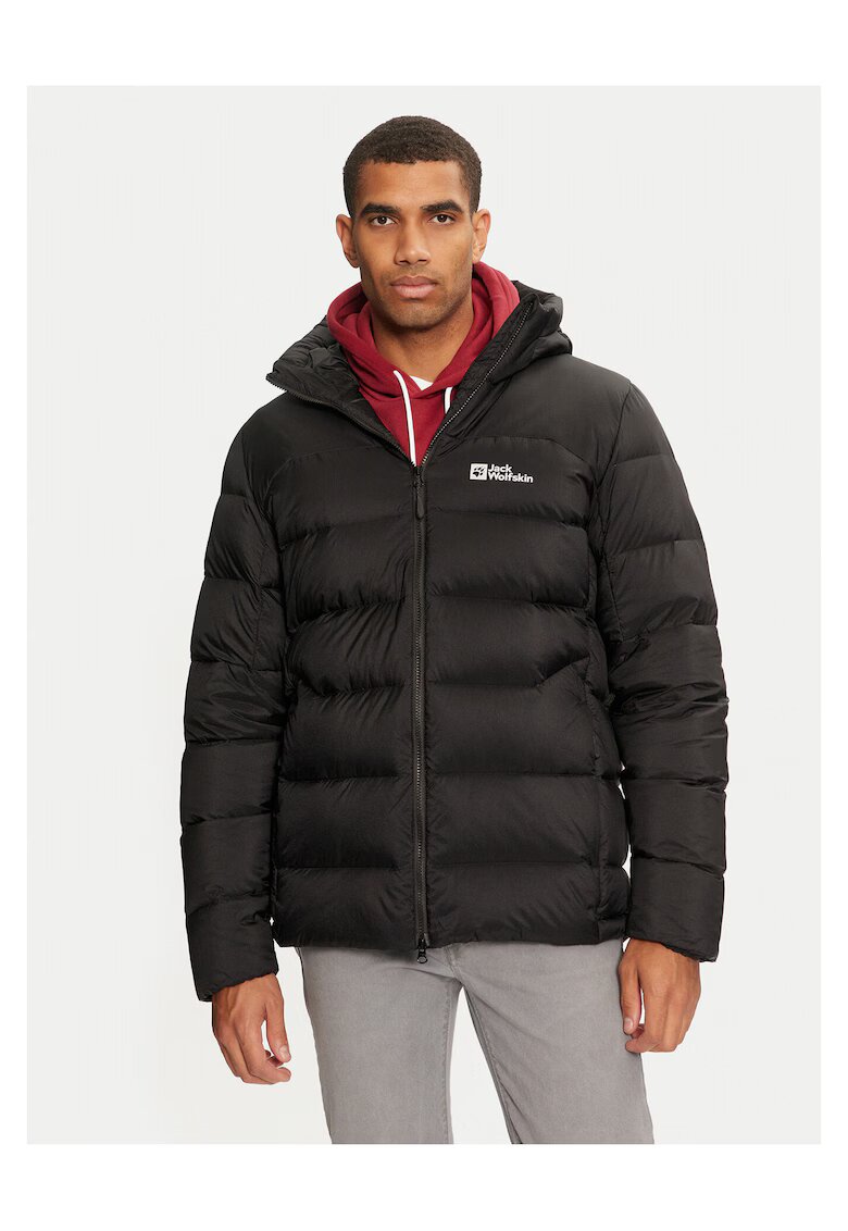 Jack Wolfskin Мъжко пухено яке - цип - черно - рециклиран полиестер