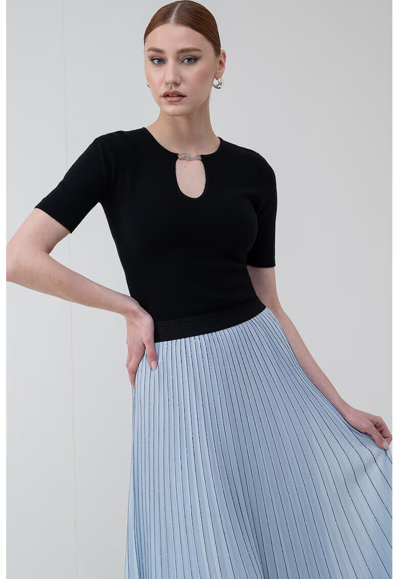 Karl Lagerfeld Фино плетена тениска с метално лого