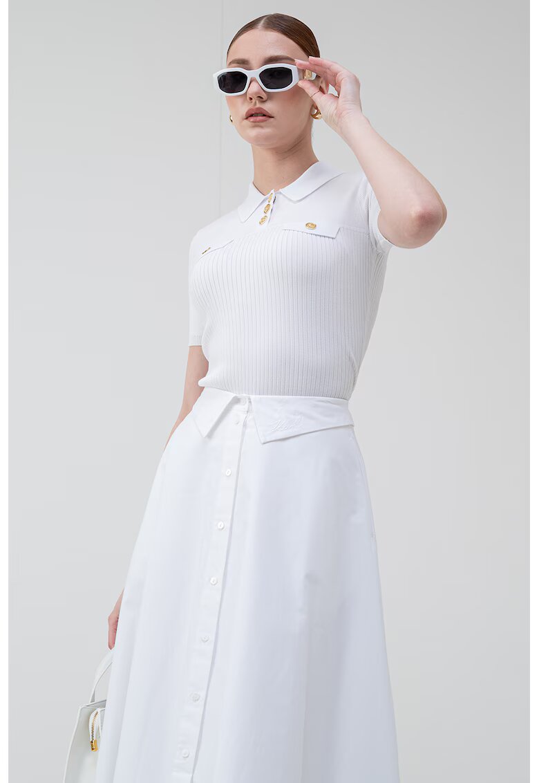Karl Lagerfeld Фино плетена тениска с яка