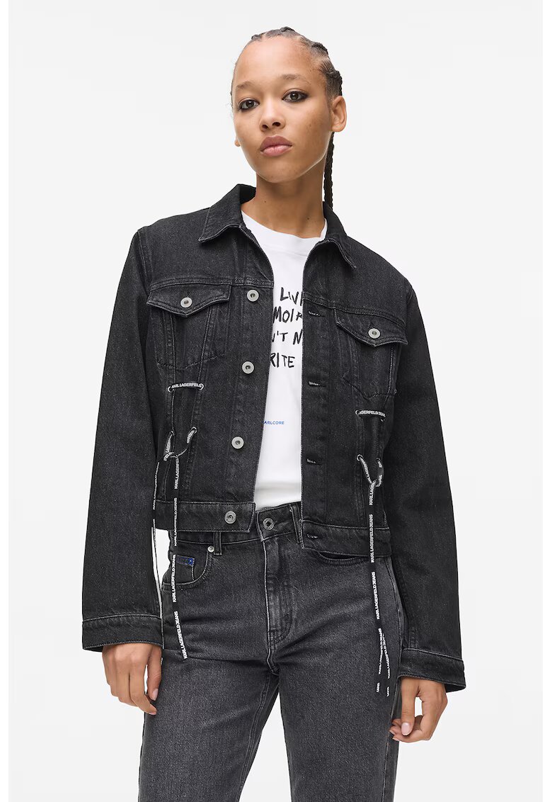 Karl Lagerfeld Jeans Дънково яке с панделка