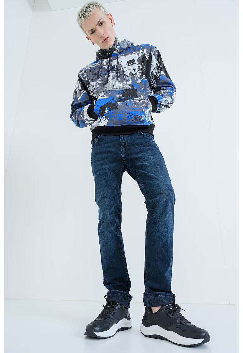 Karl Lagerfeld Jeans Худи с джоб кенгури - Черен/Сив/Син