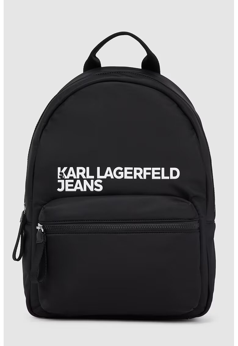 Karl Lagerfeld Jeans Раница с лого и външен джоб - Бял/Черен