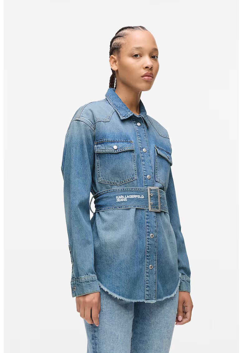 Karl Lagerfeld Jeans Риза от деним с колан