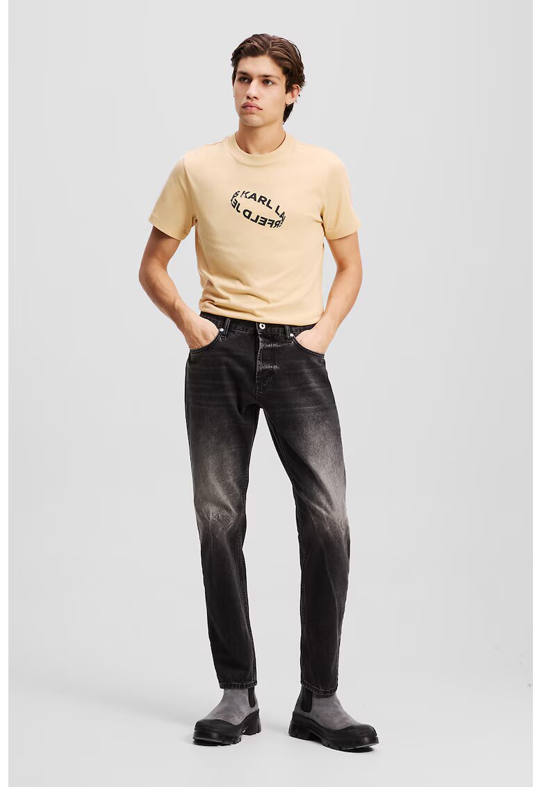 Karl Lagerfeld Jeans Скосени дънки деграде с ораганичен памук - Черен/Светло