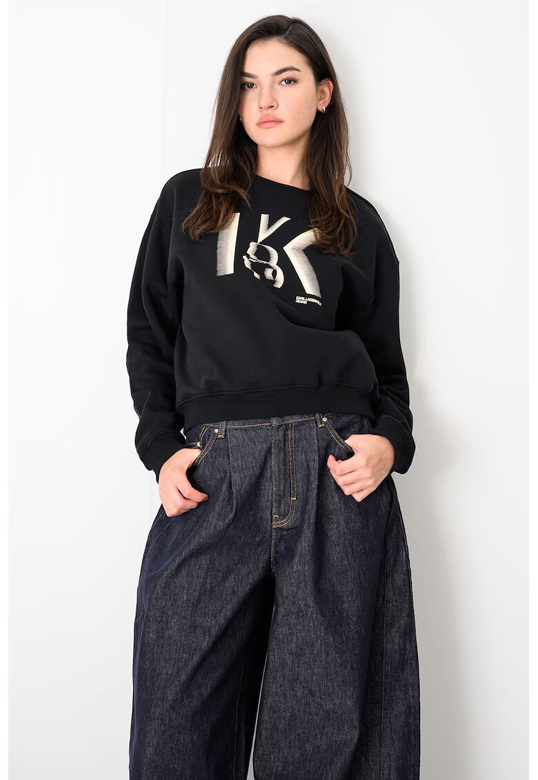 Karl Lagerfeld Jeans Суитшърт с лого - Черен/Крем