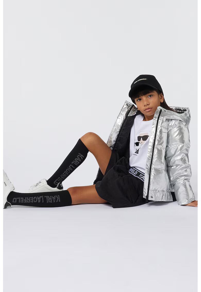 KARL LAGERFELD KIDS Блуза с лого - Бял/Избеляло черно
