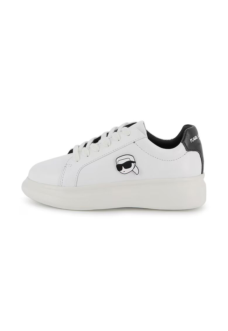 KARL LAGERFELD KIDS Кожени спортни обувки с монограм - Черен/Бял