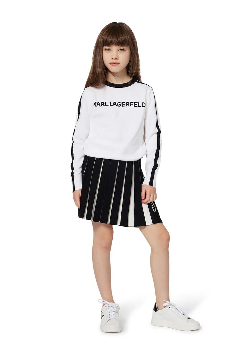 KARL LAGERFELD KIDS Разкроена пола с лого - Бял/Черен