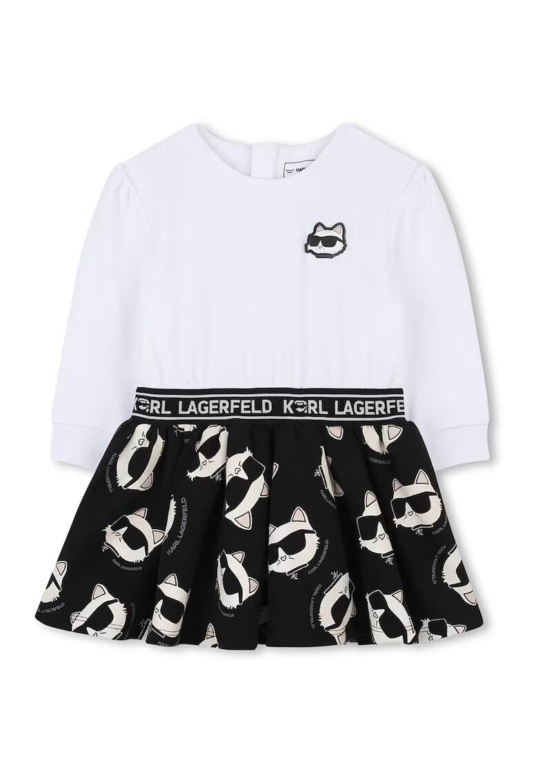 KARL LAGERFELD KIDS Рокля с лого - Бял/Черен