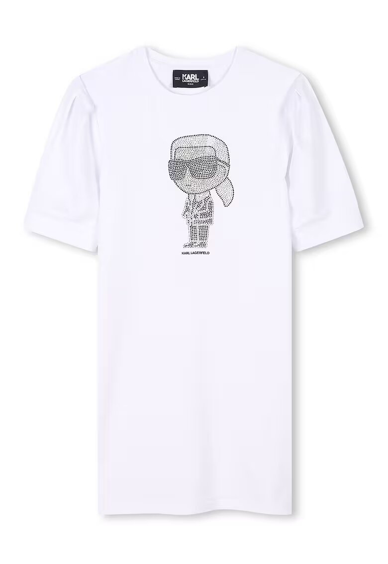 KARL LAGERFELD KIDS Рокля-тениска с овално деколте и декоративни камъни