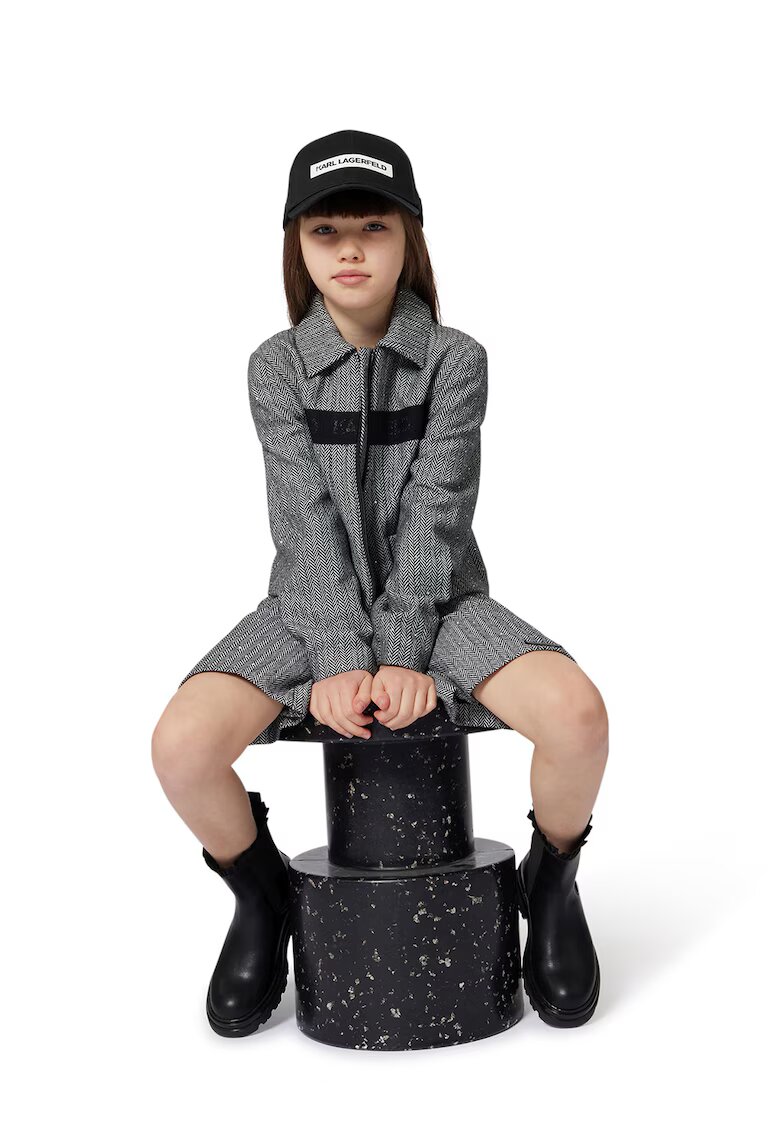 KARL LAGERFELD KIDS Яке с джобове отпред - Бял/Черен