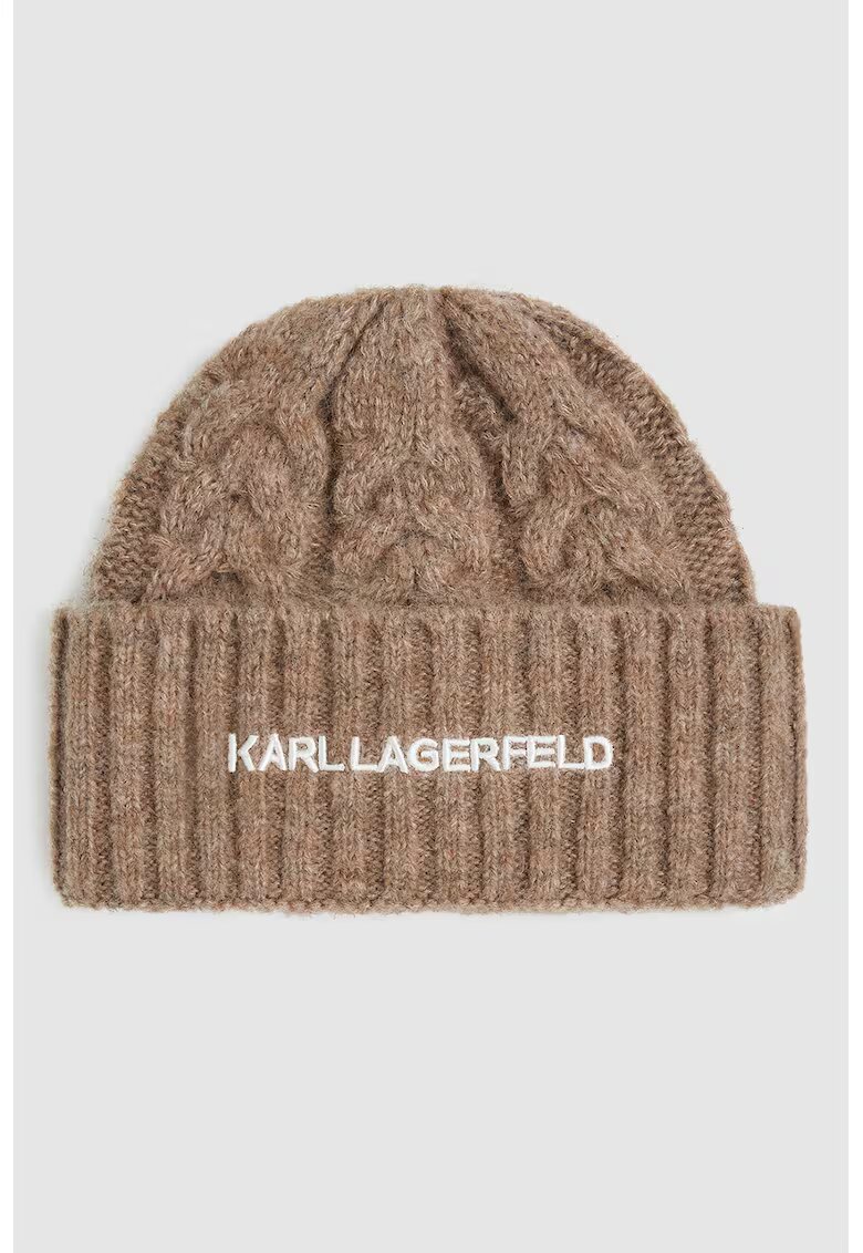 Karl Lagerfeld Рипсена шапка с вълна