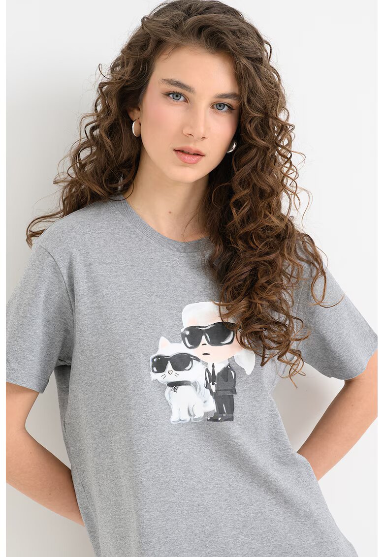 Karl Lagerfeld Тениска Ikon Duo от органичен памук - Бял/Черен