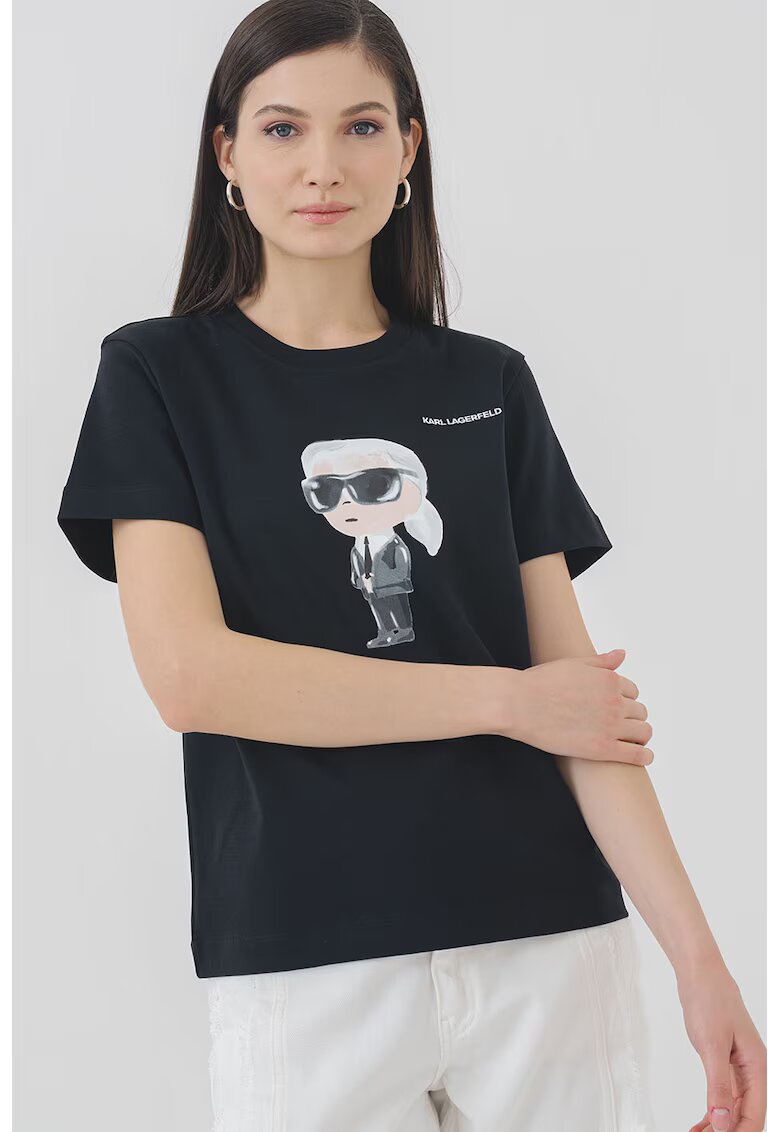 Karl Lagerfeld Тениска от органичен памук и шарка