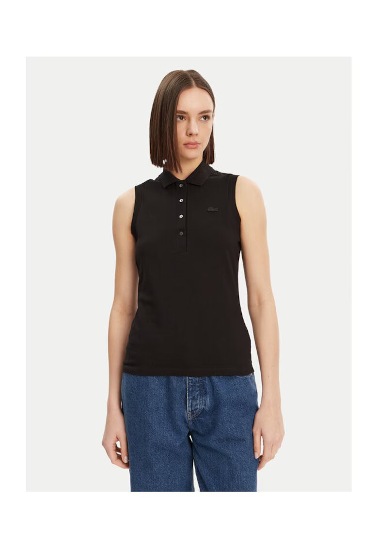Lacoste Дамска поло тениска PF5445 - памук - черна