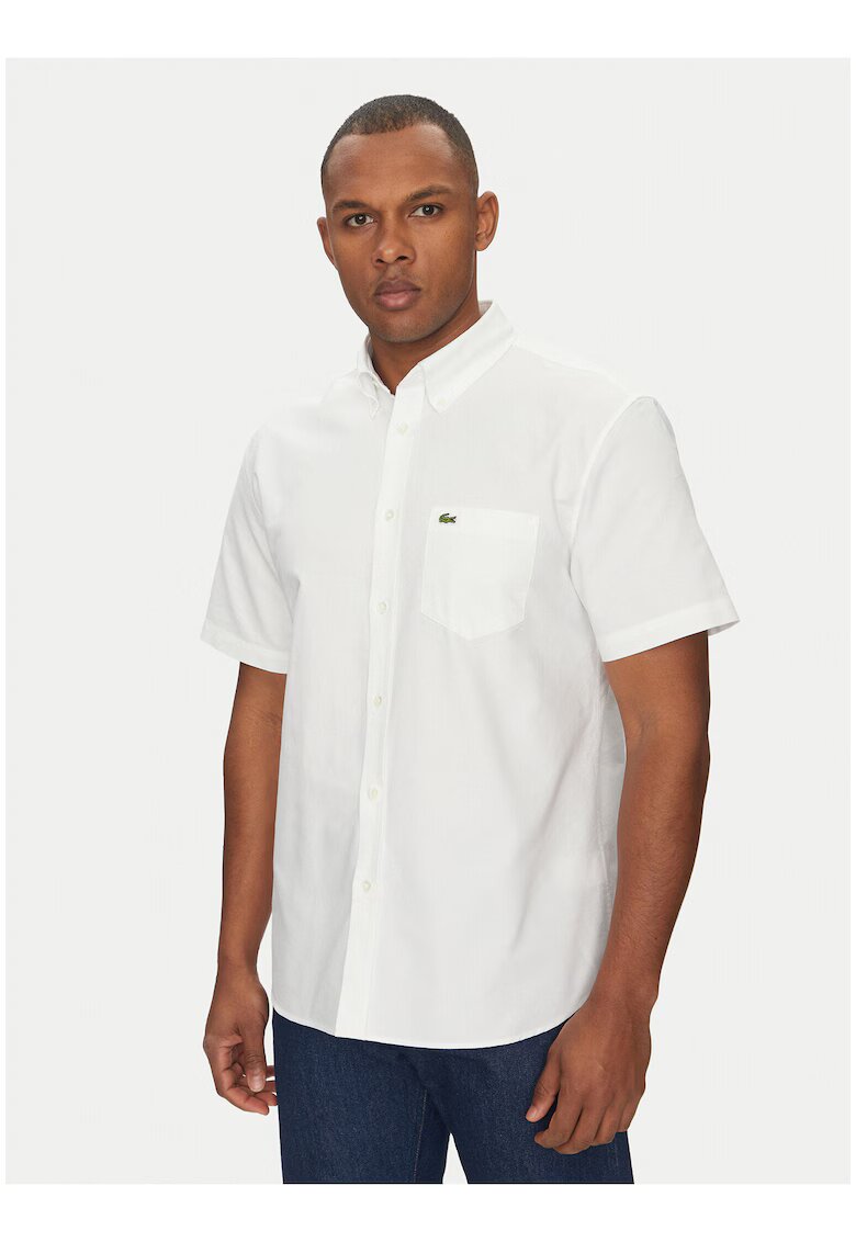 Lacoste Мъжка риза - бяла - органичен памук - ежедневна - къс ръкав