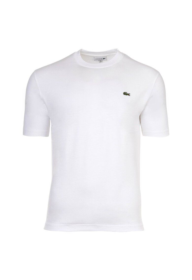 Lacoste Памучна тениска с овално деколте и монограм