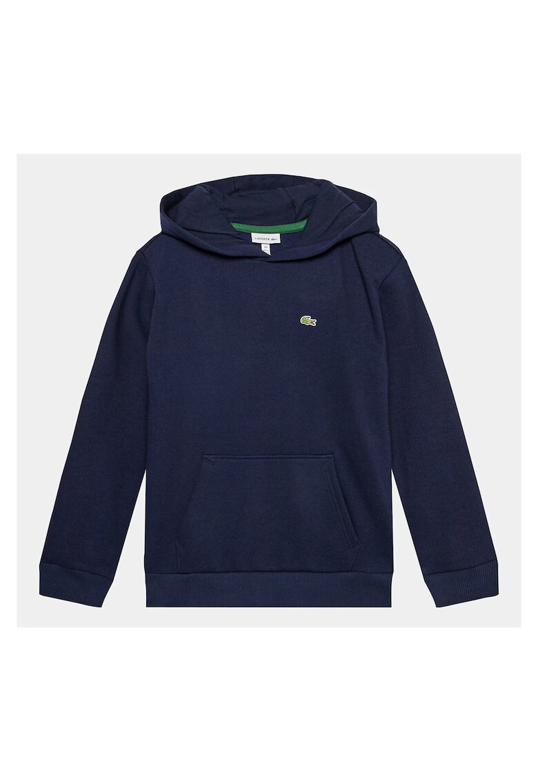 Lacoste суитшърт от 69% памук/31% полиестер с качулка - кенгуру джоб и бродирано лого - тъмносин - 128 см (8 години)