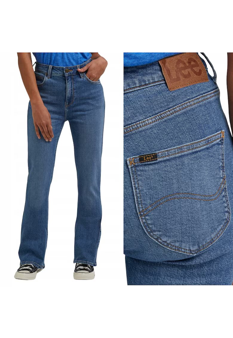 Lee Дамски дънки - bootcut - висока талия - сини - памук