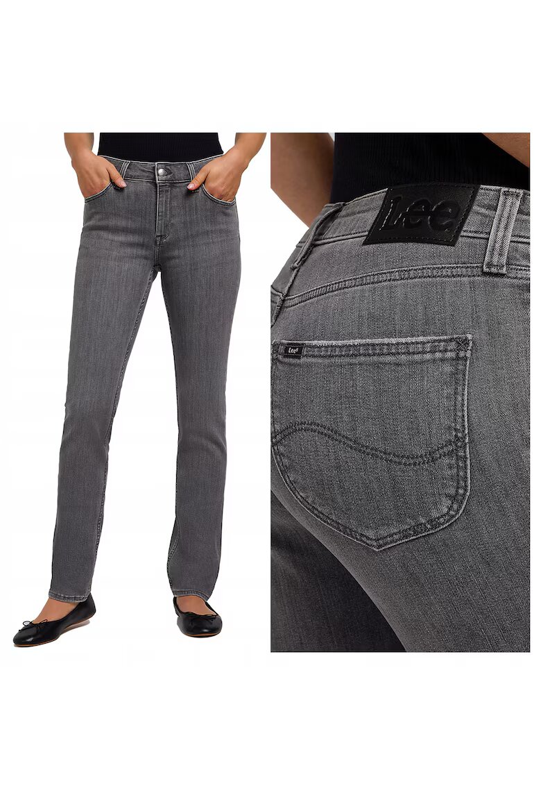 Lee Дамски дънки - Elly - Skinny Fit - Висока талия - 5 джоба - Цип - Дълги - Памук - W27-L33 US - Сиви