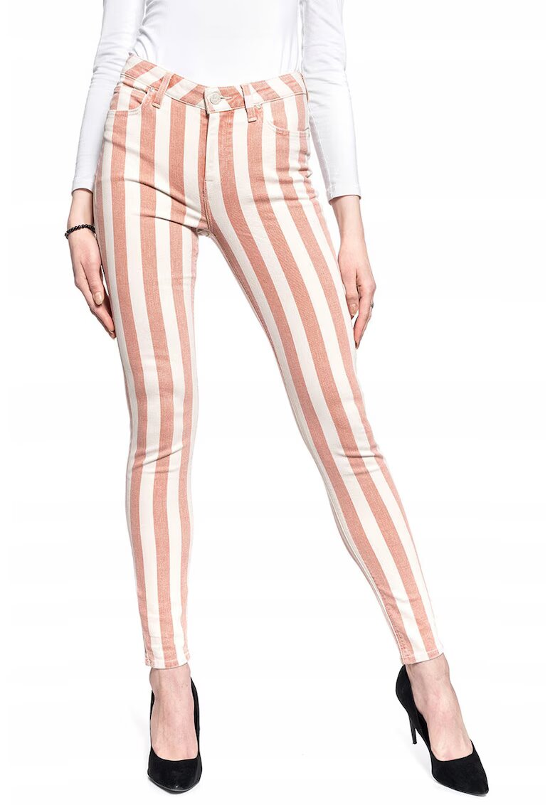 Lee Дамски панталони - Scarlett High - Slim Fit - Дълги - На райета - С цип - Памук - W28-L33 - Многоцветни